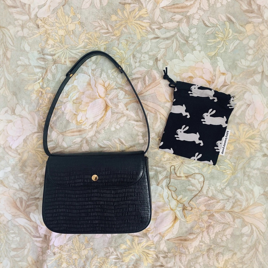 Cross-border retro women's bags Korean niche design Meina's underarm baguette bag single shoulder portable lizard pattern small square bag