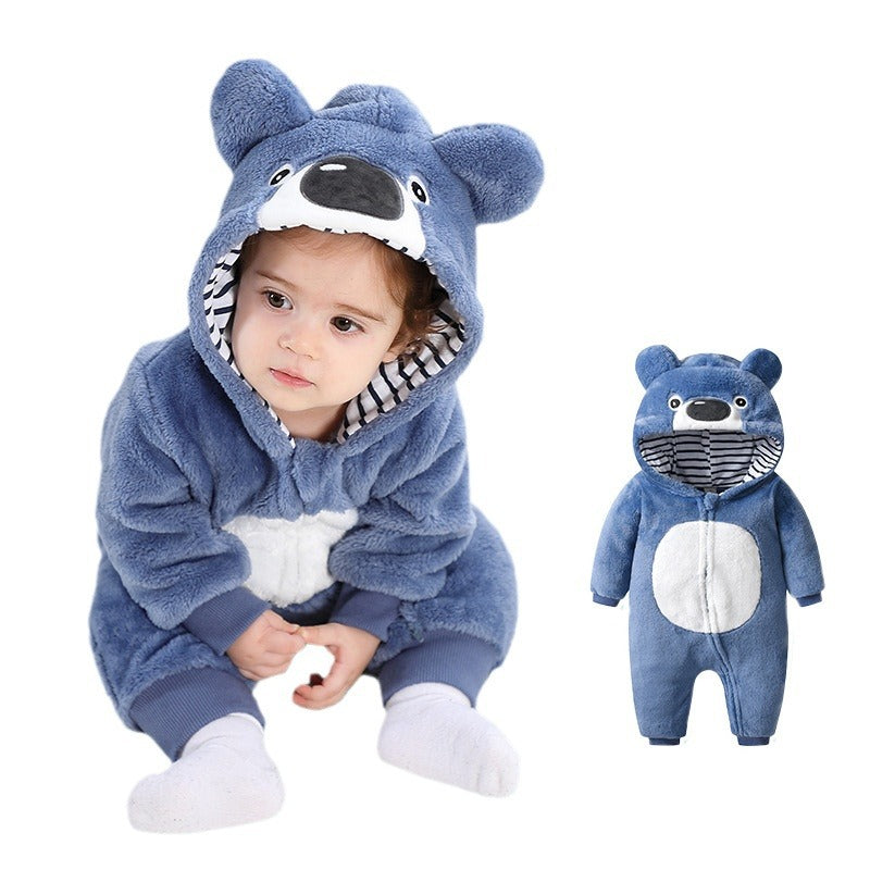 Spring and Autumn New Bear Shaped One-piece Romper Flannel Children's Clothes Qile Rabbit Children's Clothing H2353