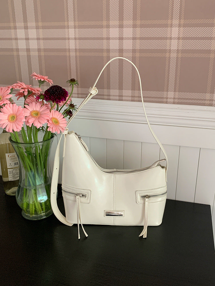 Korean niche Spice Girl Style Y2K trendy cool shoulder bag underarm dumpling bag feeling black versatile crescent bag woman