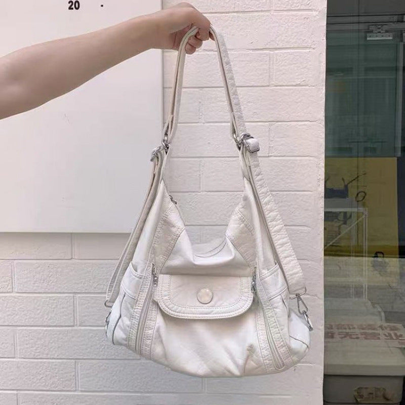 Spice girl multi-functional three-purpose bag pu soft leather shoulder tote bag millennial style large-capacity medieval retro backpack