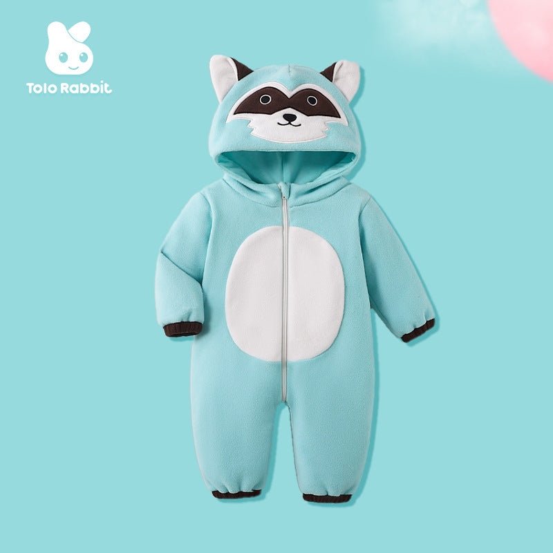 Qile Rabbit Autumn New 0-3 Year Old Baby Animal Shaped One-piece Romper Red Panda Shaped One-piece Romper