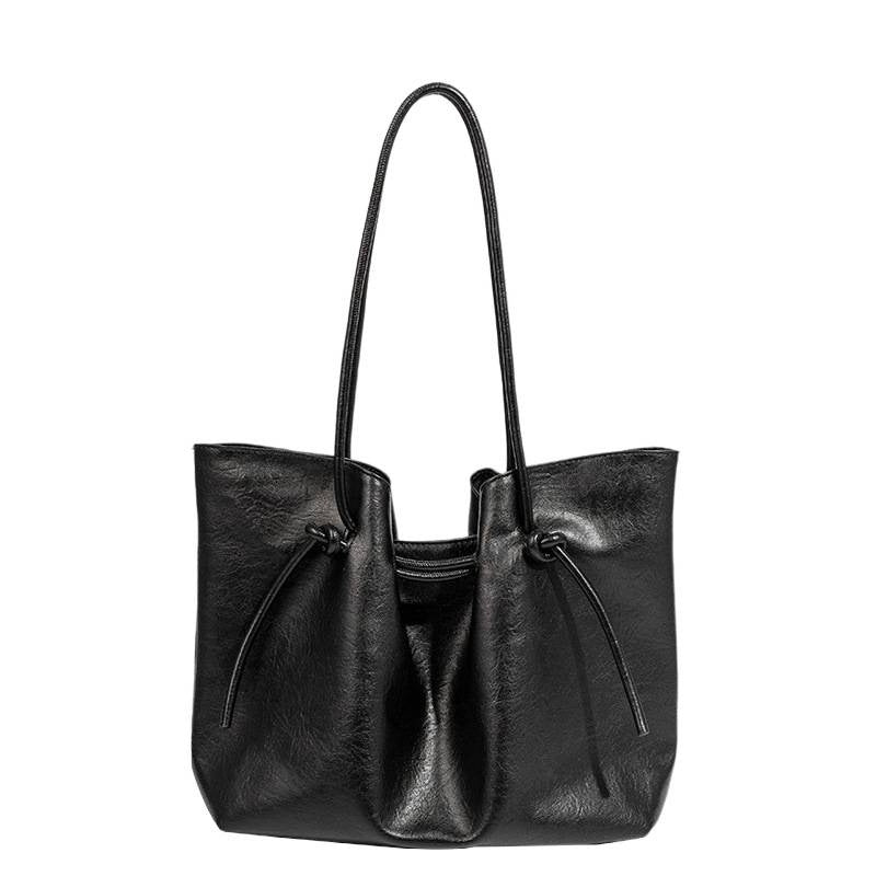 Bag women, fashion string strap design large capacity shoulder bag autumn and winter retro pu leather mother and child bag 2025