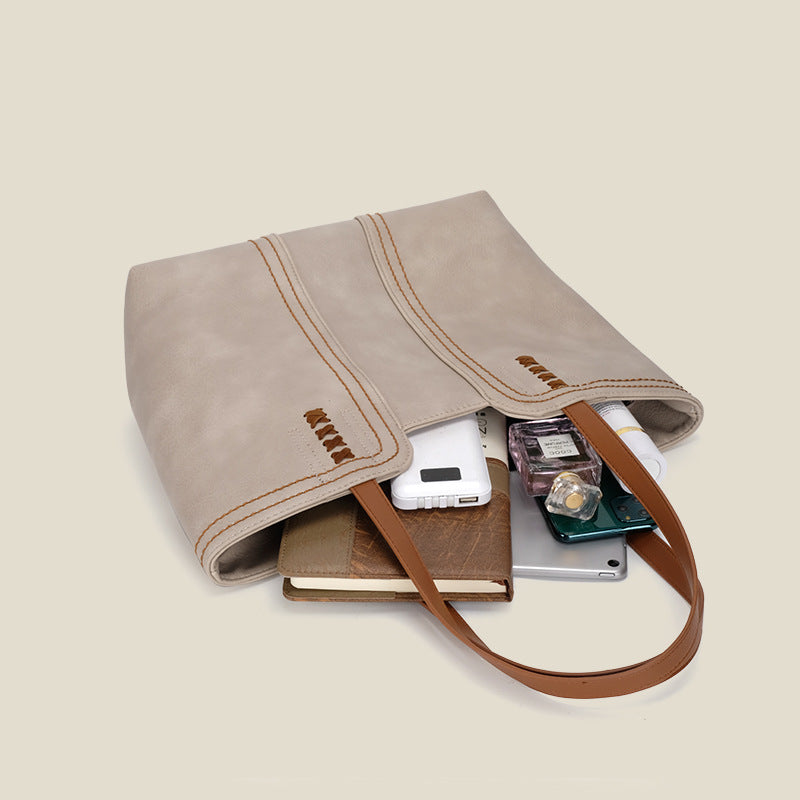 2025 Spring Vintage Faux Leather Tote Bag