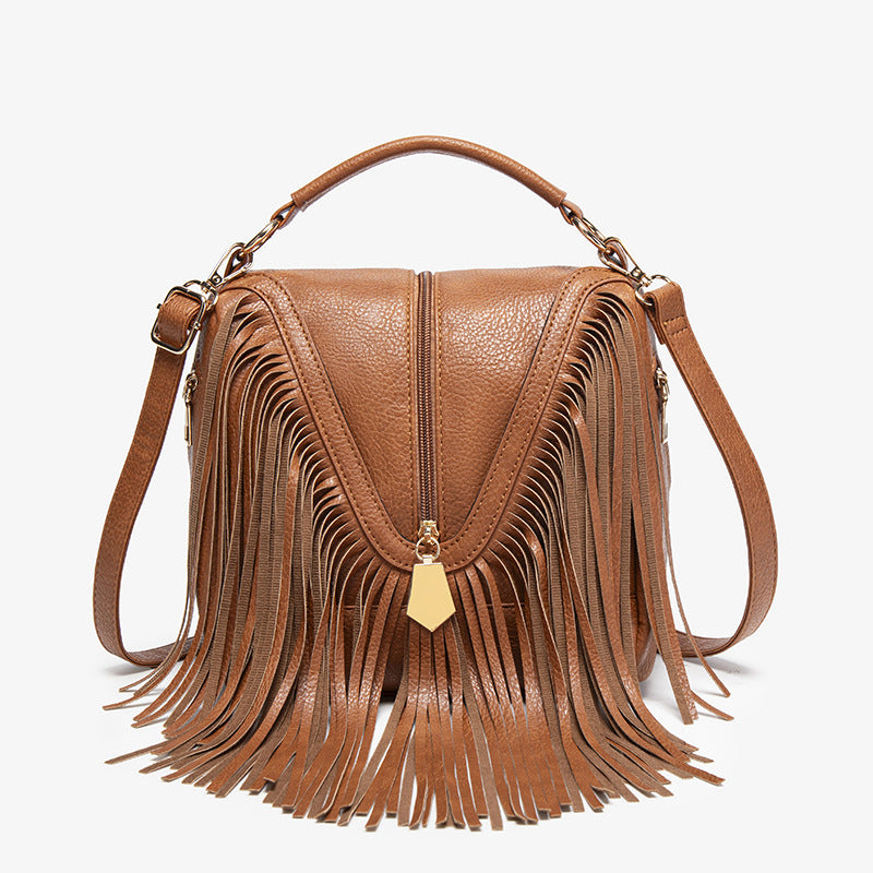 Europe, America and the Middle East 2025 autumn retro casual versatile fringed bag foreign trade handbag trendy shoulder messenger women's bag