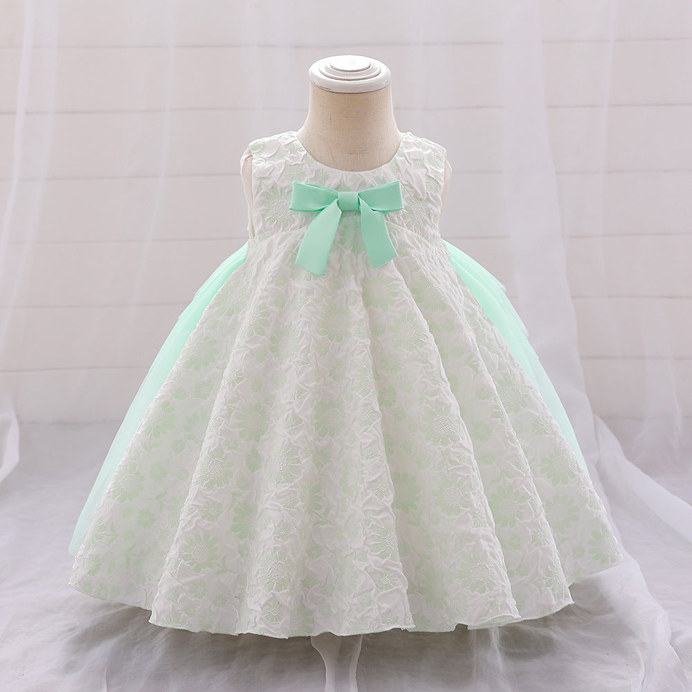 AliExpress Baby Dress Embossed Candy Bow Dress Baby Birthday Party Princess Dress