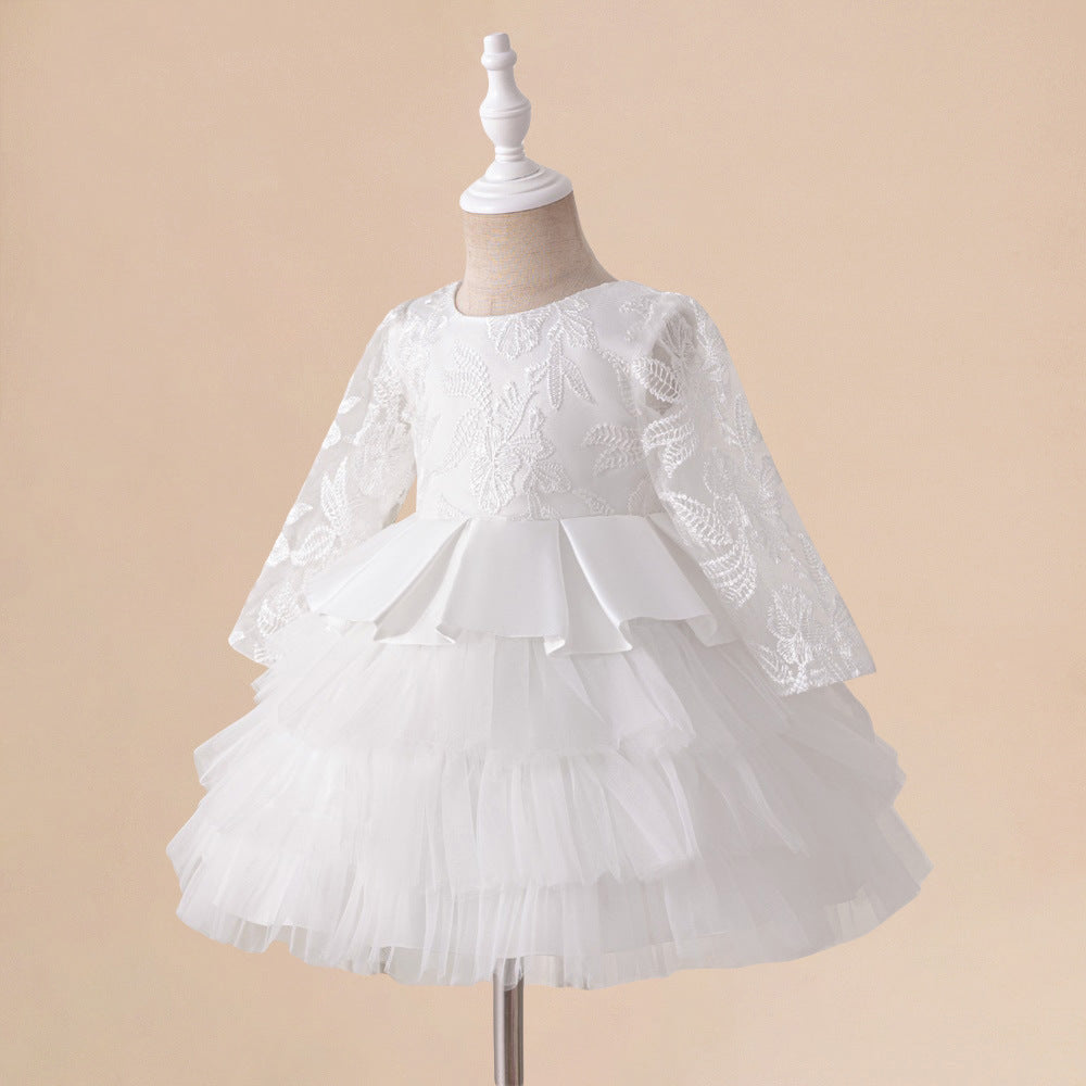 Cross-border new princess dress children's lace dress summer fluffy long dress embroidered cake dress year-round dress