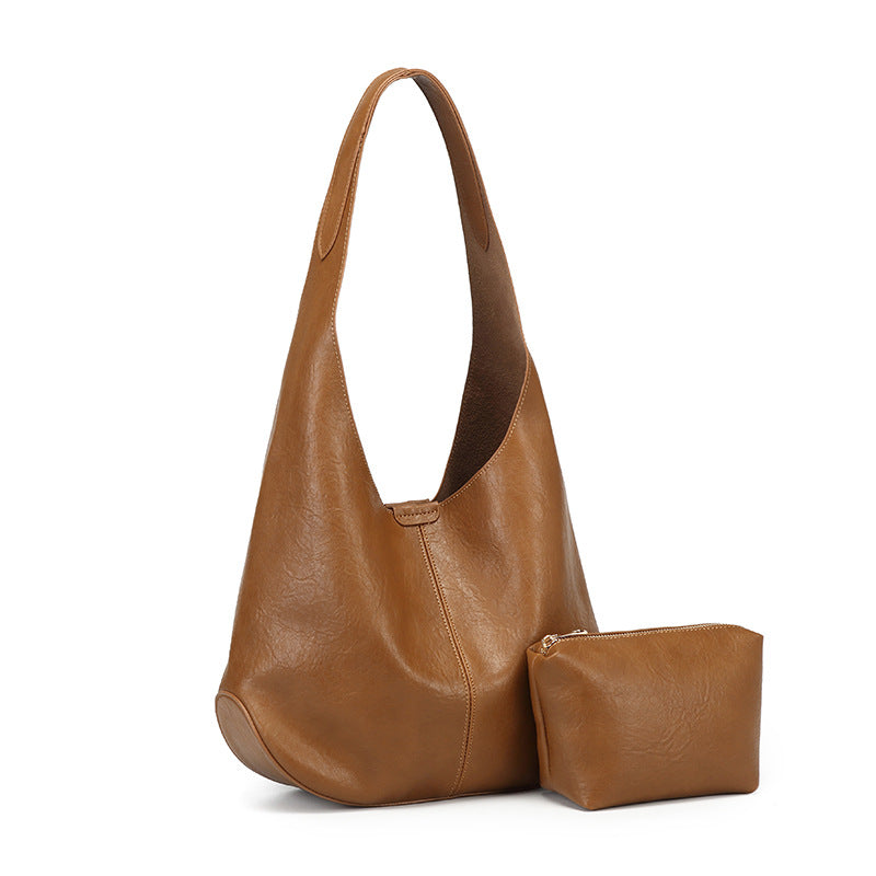 Tote bag, simple retro commuter bag, large-capacity bag, women's 2025 autumn new popular slack shoulder bag