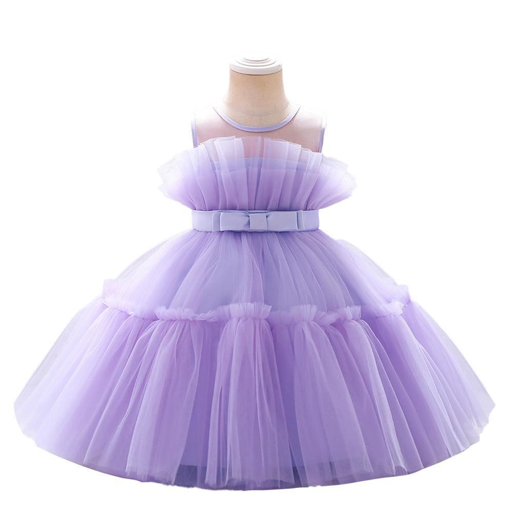 Foreign Trade Girls Dress Sleeveless Children's Festival Performance Dress Birthday Party Fluffy Yarn Princess Dress Little Princess