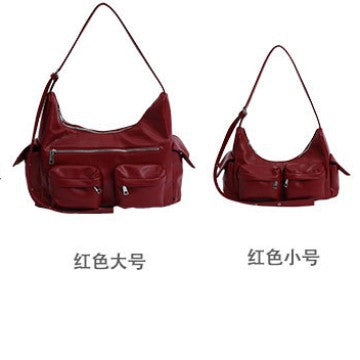 Korean niche hottie fan car bag 2025 retro multi-pocket underarm bag college student going out shoulder tote bag