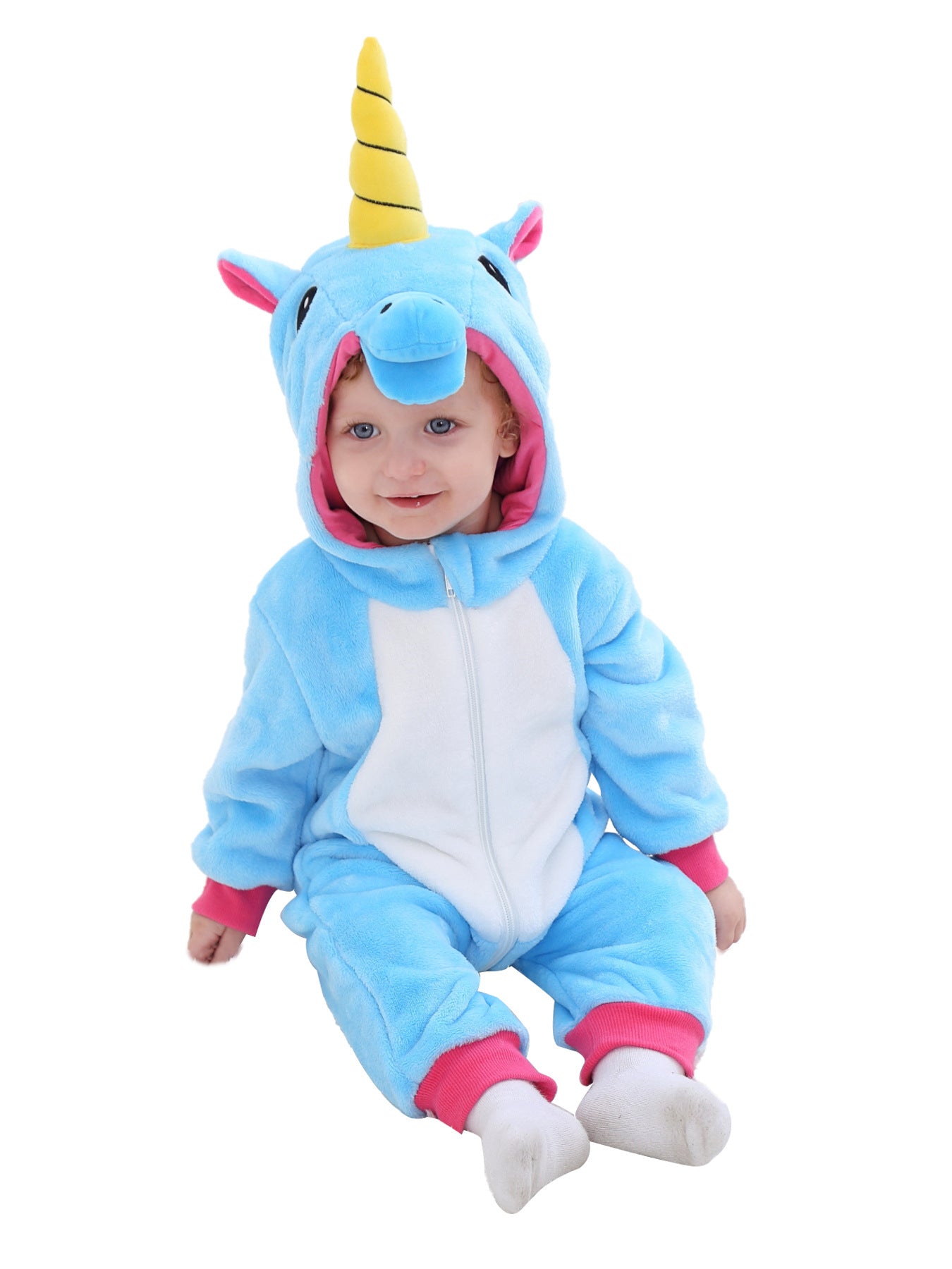 Qile Rabbit Spring New 0-2 Year Old Baby Pony Unicorn Shaping Single Layer Romper Children's Clothing H3341