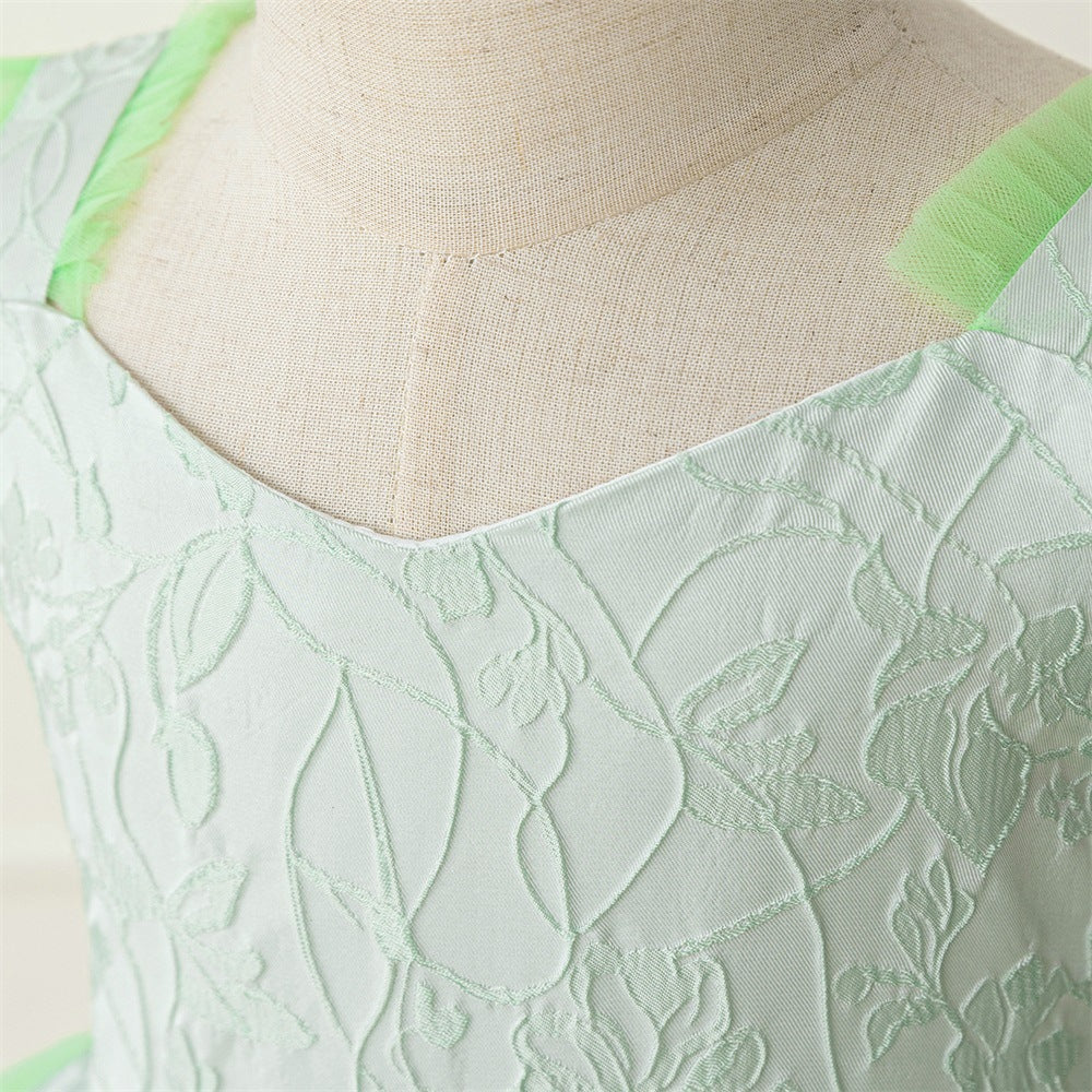 Amazon's new embossed mesh trailing cake skirt baby's first birthday party wash dress girl dovetail skirt