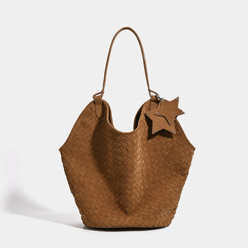 2025 autumn and winter new large-capacity woven bucket bag niche premium portable shoulder tote bag retro armpit bag