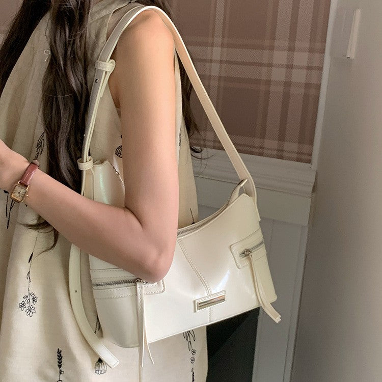 Korean niche Spice Girl Style Y2K trendy cool shoulder bag underarm dumpling bag feeling black versatile crescent bag woman