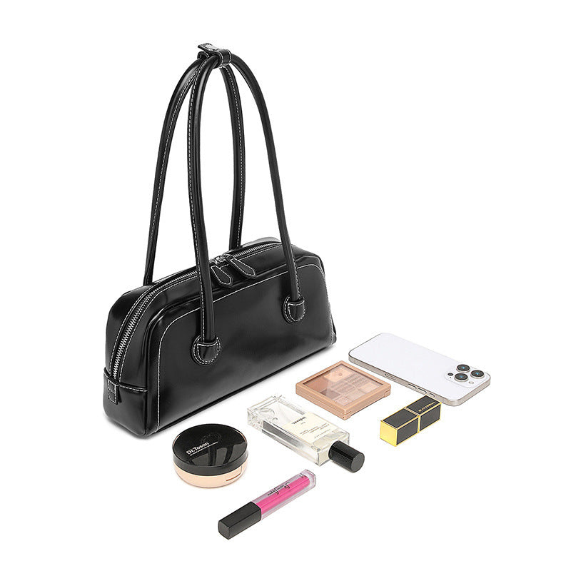 2025 new niche design French bowling tote bag versatile simple large capacity portable shoulder armpit bag