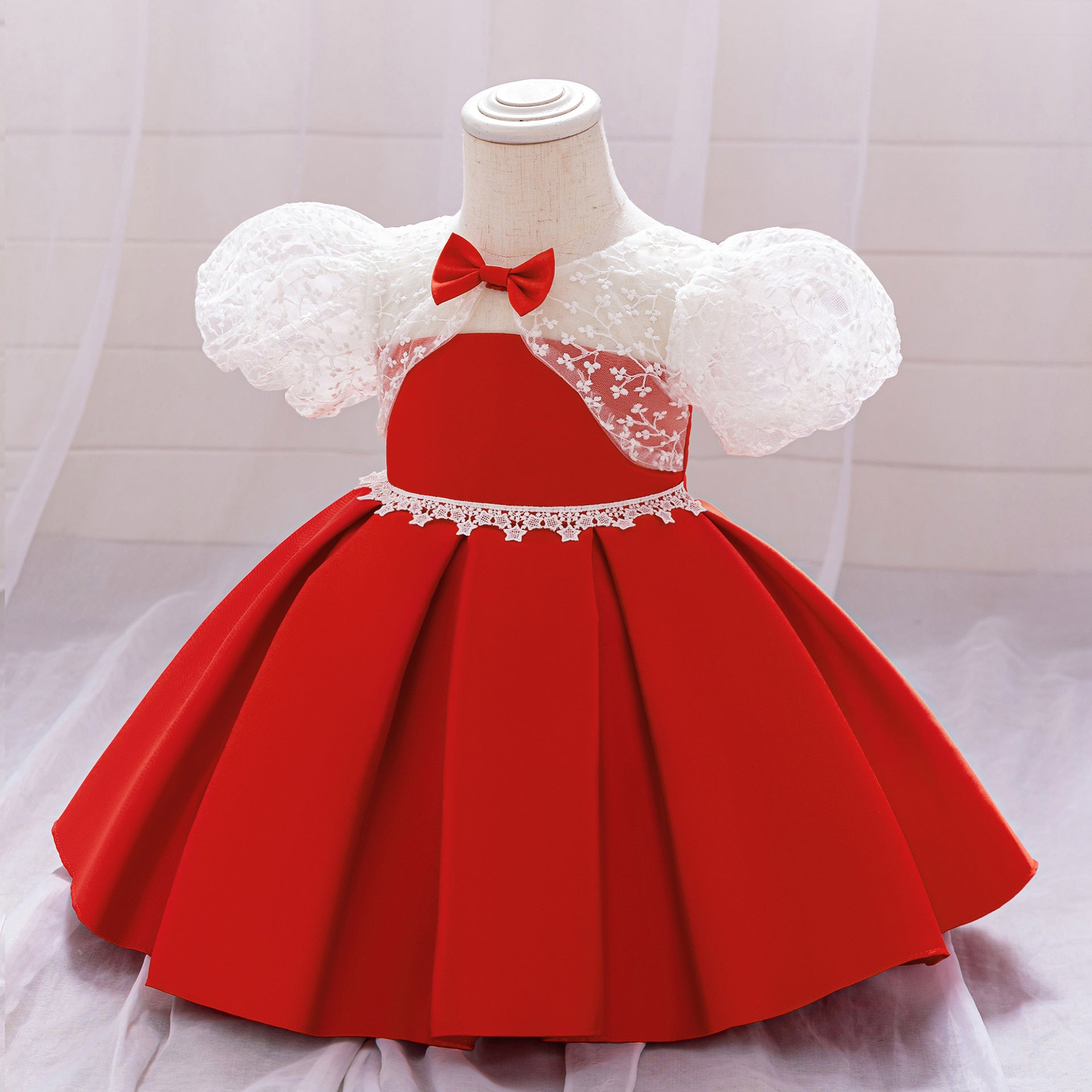 2024 New Girls Dress New Year Festival Girls Dress Lace Embroidered New Year's Dress Flower Girl Dress