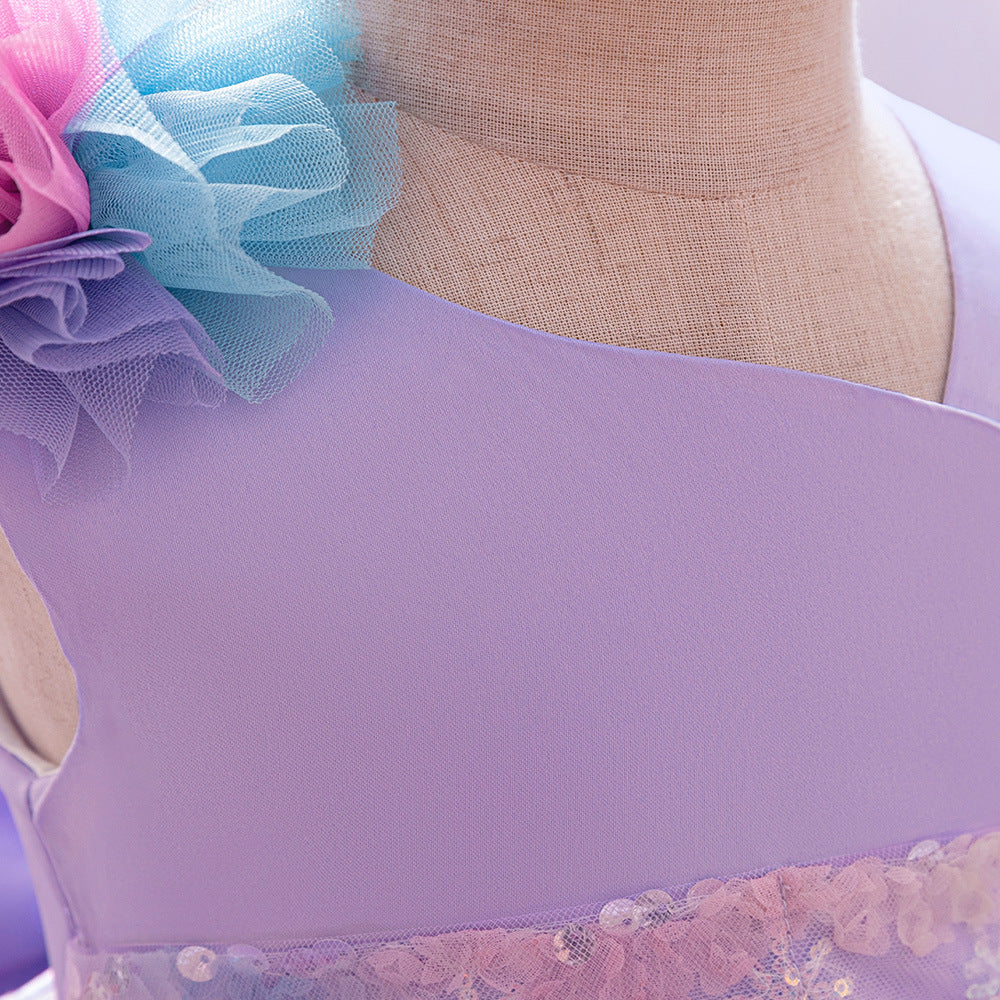 Cross-border new one-year-old baby girl dress trailing skirt catwalk evening dress children's princess skirt performance tutu skirt