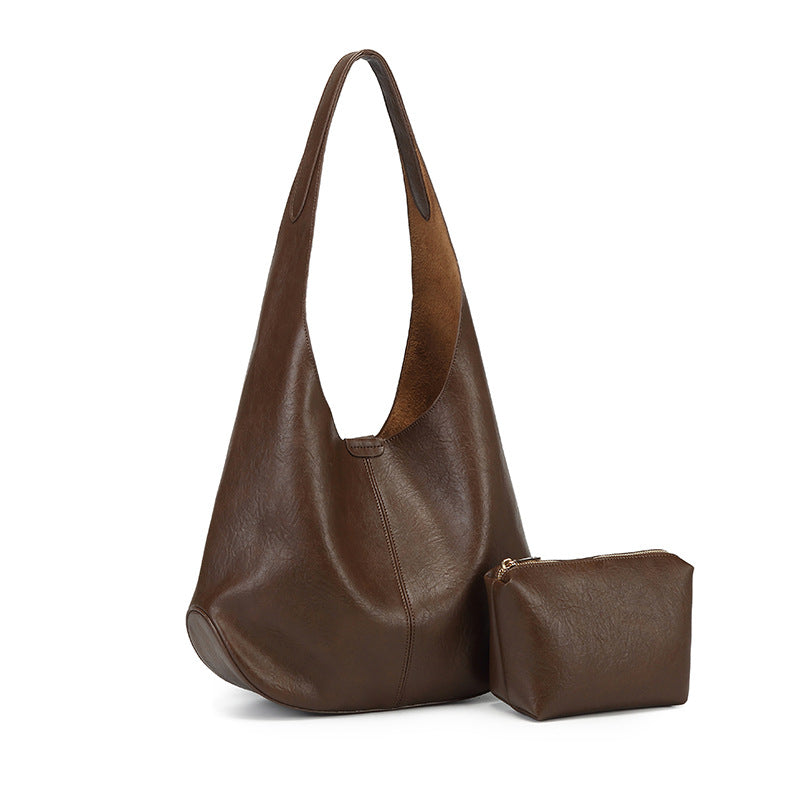 Tote bag, simple retro commuter bag, large-capacity bag, women's 2025 autumn new popular slack shoulder bag