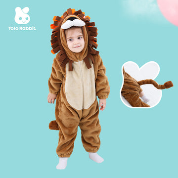 Autumn new 0-3 year old baby single-layer flannel animal-shaped Romper lion-shaped one-piece Romper
