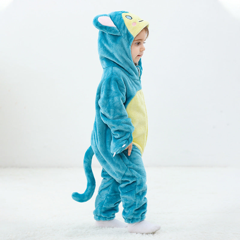Autumn new baby single-layer flannel cartoon-shaped Romper cute cat-shaped one-piece Romper