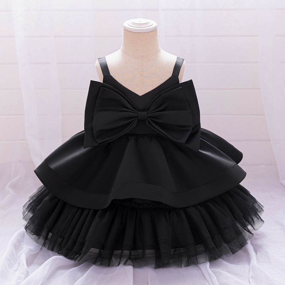European and American new infant princess skirt suspender satin mesh splicing cake skirt baby year-old banquet washing dress