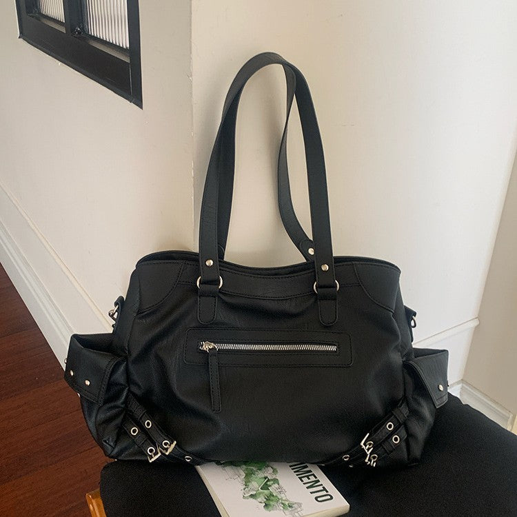 Retro locomotive bag Spice girl bag new Korean ins large capacity casual black versatile shoulder messenger tote bag