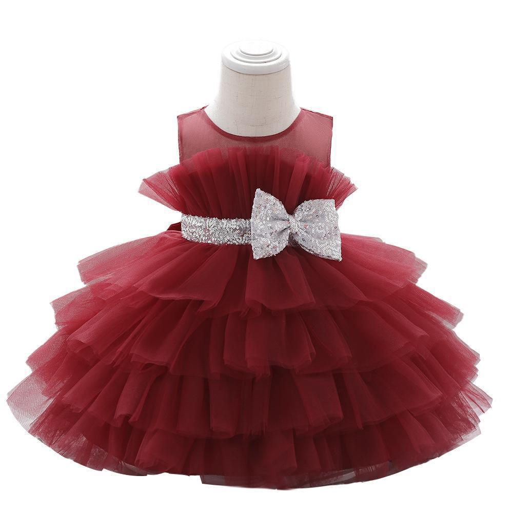 2023 new girls dress skirt cute bow strap mesh tutu summer baby girl birthday dress