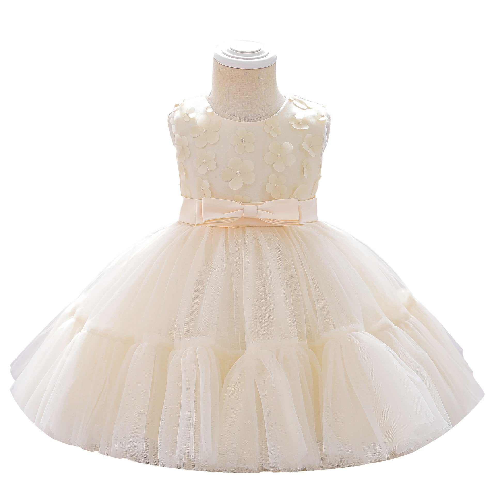 Cross-border new flower girl wedding fluffy yarn little girl princess dress, one-year-old baby girl banquet grab week dress