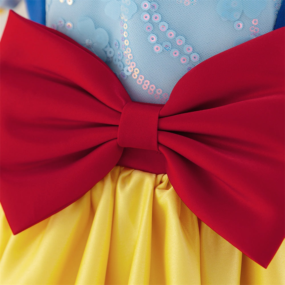 Halloween new Snow White dress dress children's dress cos embroidered splicing back bow princess dress