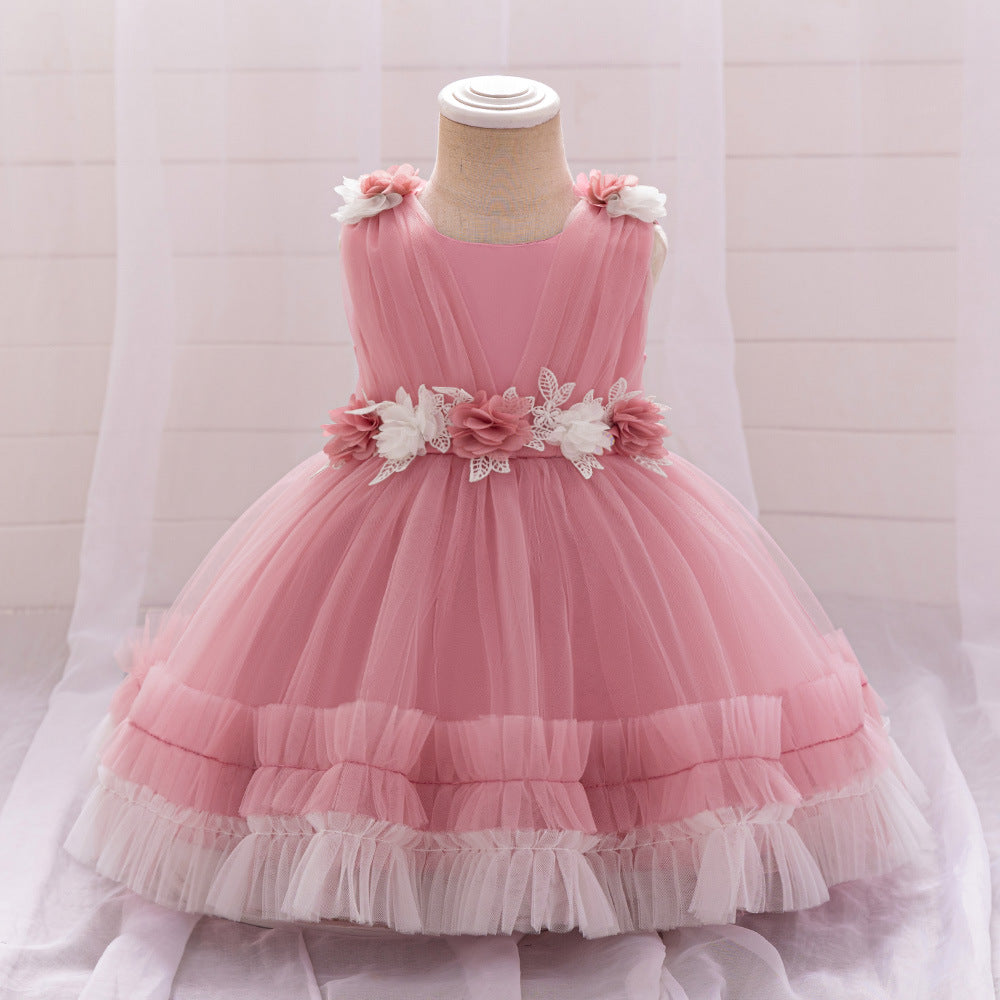 European and American new one-year-old dress skirt children's dress fluffy gauze skirt purple princess dress birthday party dress