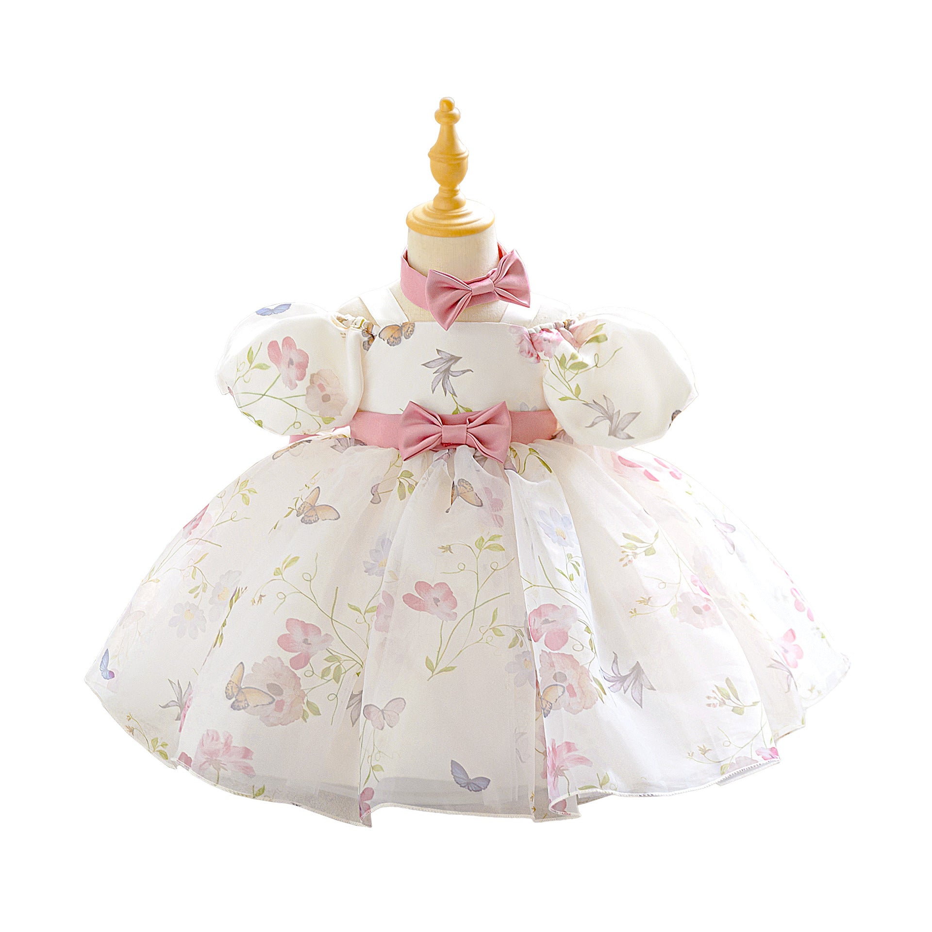 Cross-border new girls' princess skirt Eugen yarn Phalaenopsis printing puff skirt wedding dress flower girl dress skirt spot