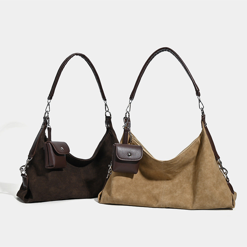 Maillard retro suede underarm bag women's autumn and winter new versatile large-capacity commuter shoulder messenger bag