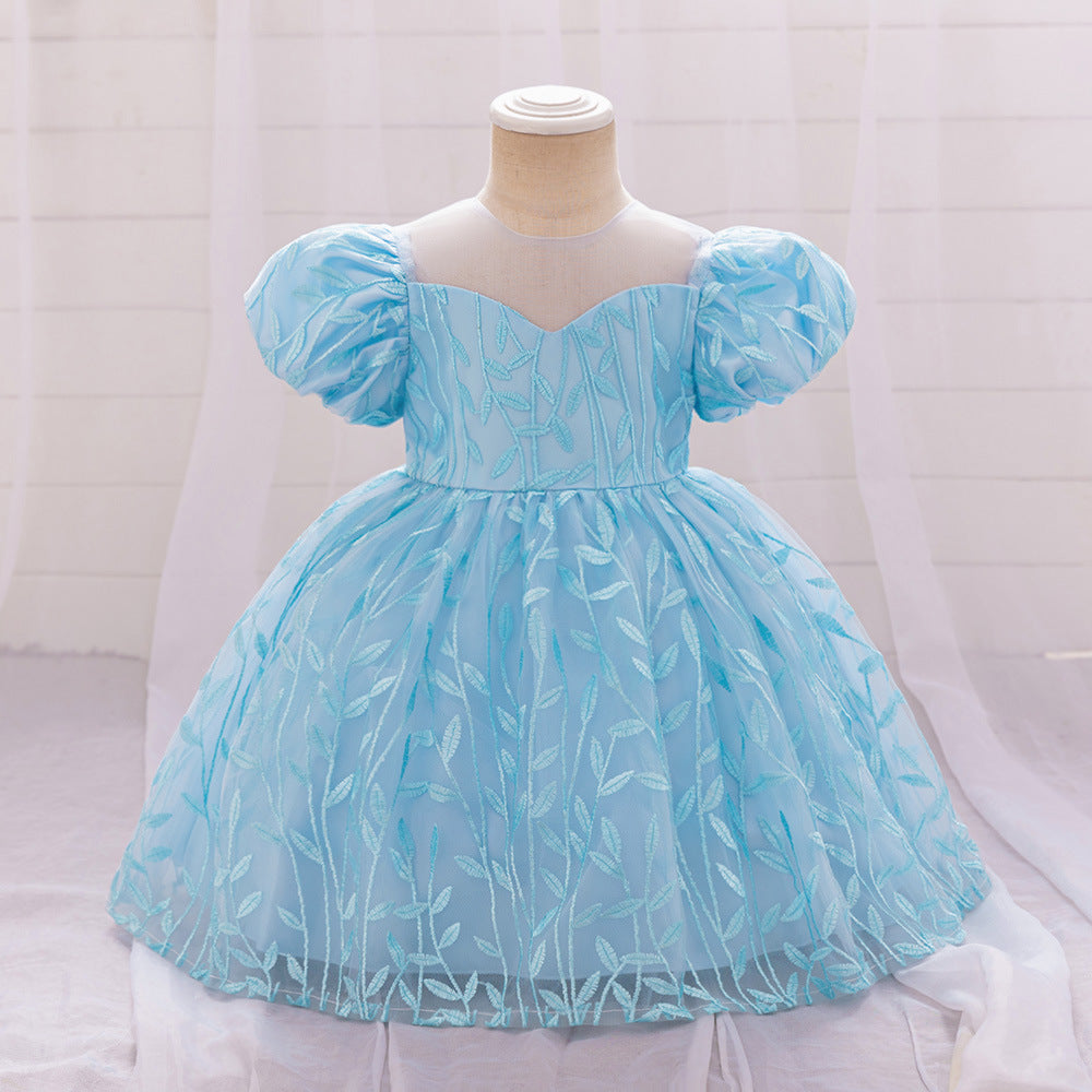 Infant Embroidered Princess Dress Girls Dress Fluffy Wedding Dress Piano Performance Dress Flower Boy Host Walk Show Dress