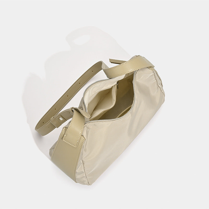 Niche women's bags Japan and Korea 2025 new textured nylon shoulder messenger bag autumn and winter splicing commuter underarm handbag