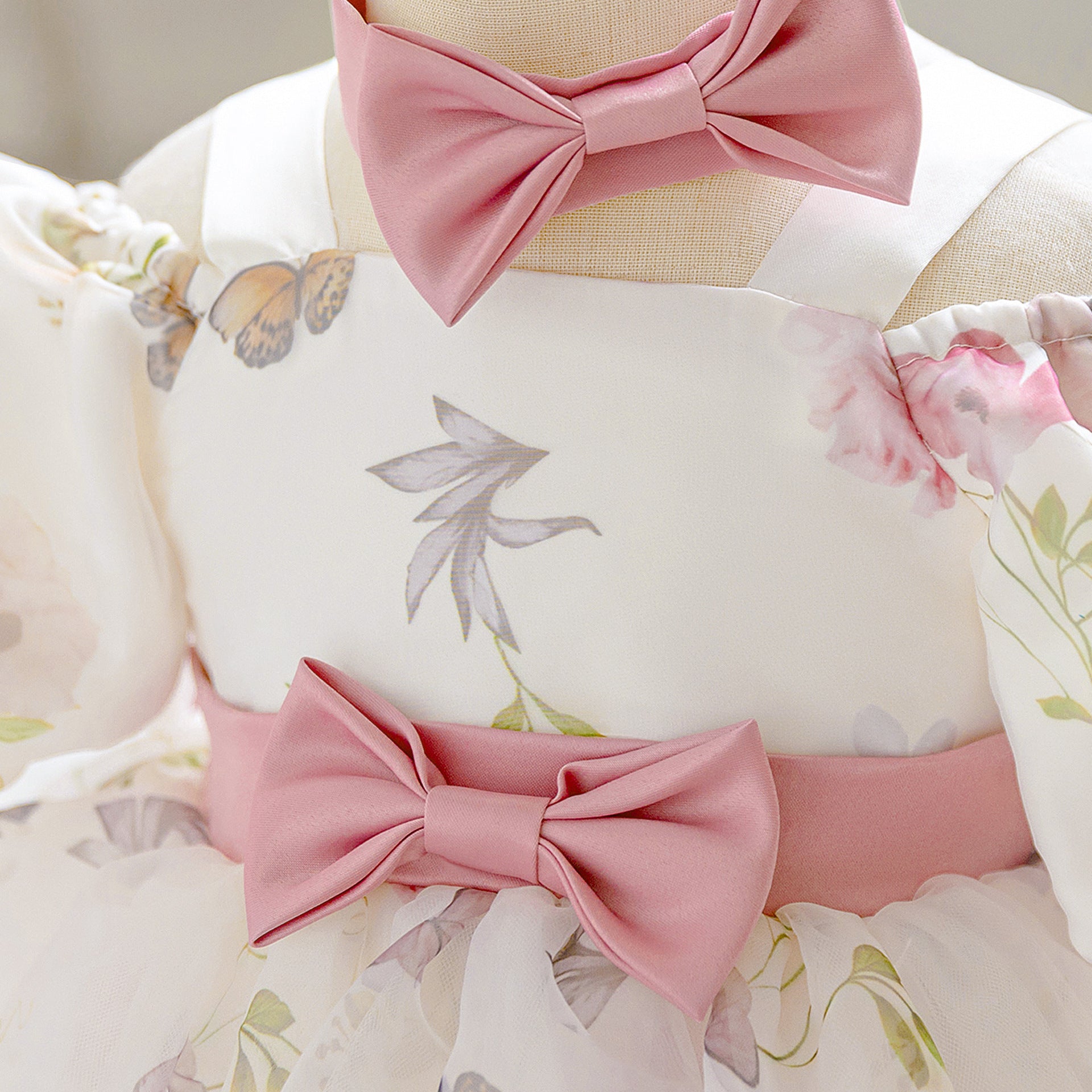 Cross-border new girls' princess skirt Eugen yarn Phalaenopsis printing puff skirt wedding dress flower girl dress skirt spot