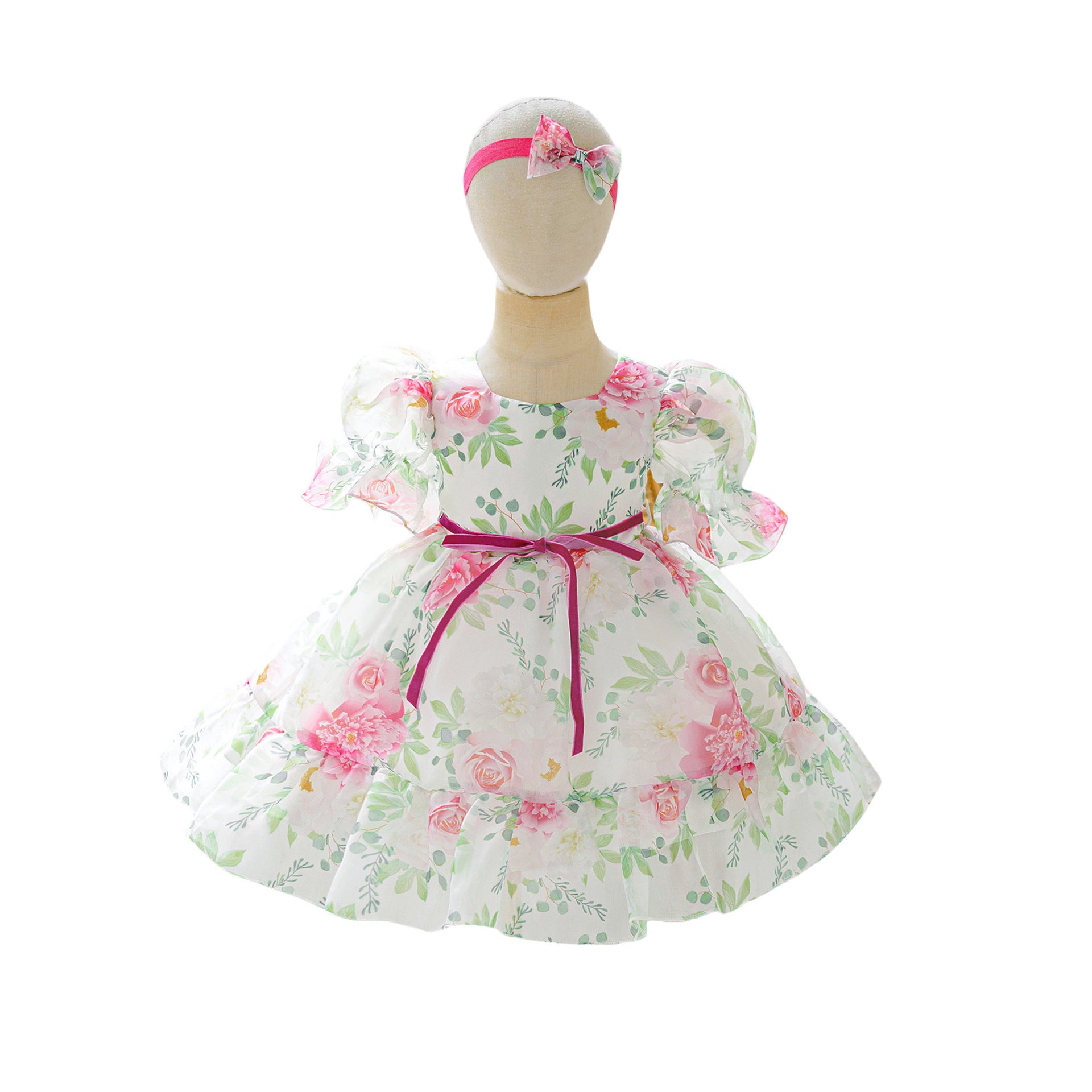 Amazon organza printed children's dress catwalk flower girl dress little girl princess dress girls dress high-end