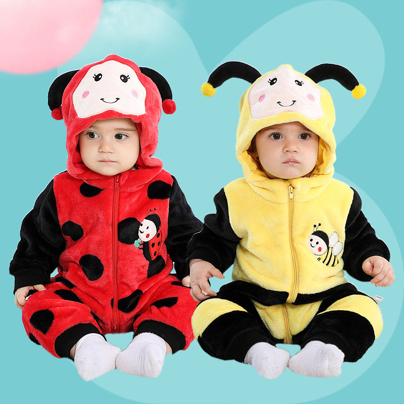 Qile Rabbit Autumn New Infants and Toddlers Two-color Cartoon Animal Trend Fashion Styling Single-layer Comfortable Romper