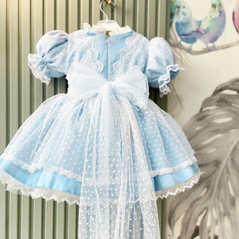Spot Lolita Princess Dress Girls Kulomie Dress Summer Children's Lace Mesh Dress Dress