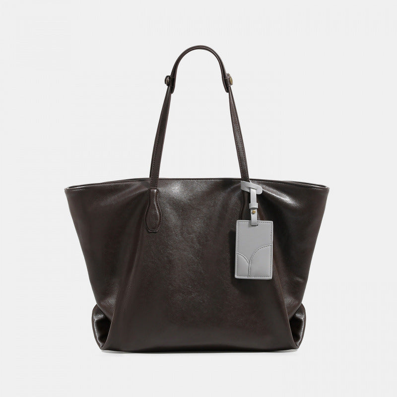 Cross-border large-capacity soft leather texture tote bag women's 2025 autumn and winter new commuter shoulder bag big bag tide