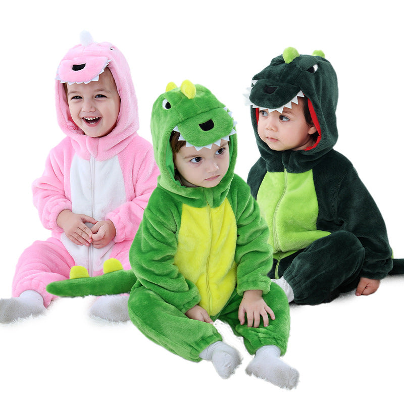 Qile Rabbit Spring and Autumn Styling Clothing Infant Cute Multicolor Dinosaur Three-dimensional Tail onesie H3340