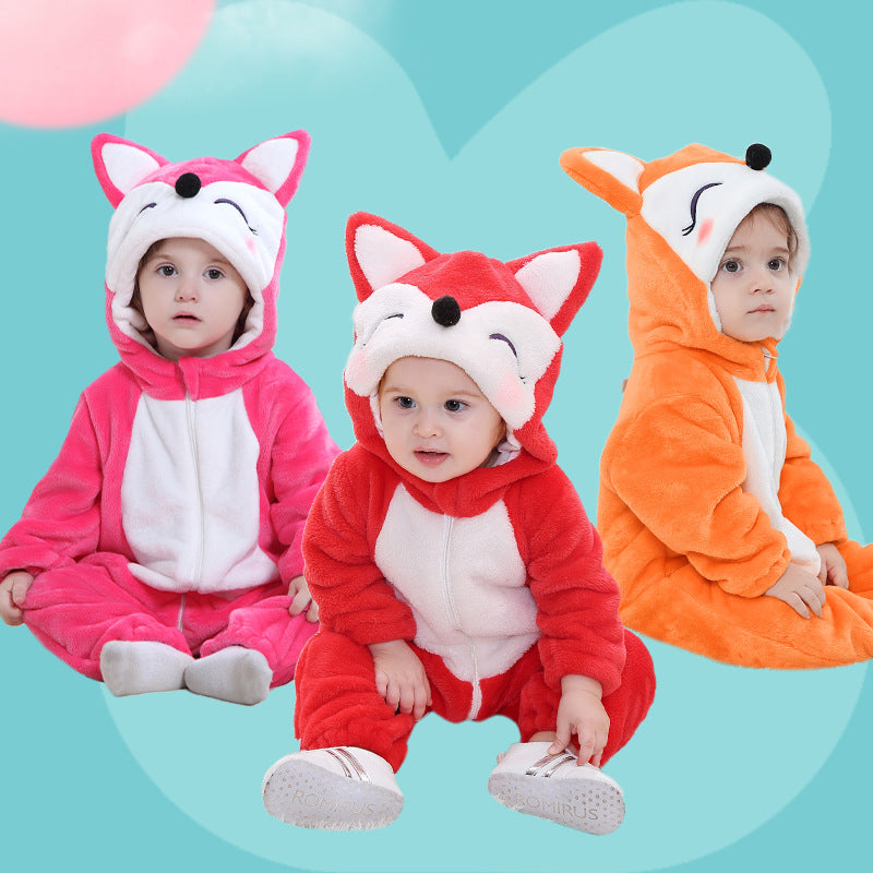 Qile Rabbit autumn new baby outing clothes wholesale flannel three-dimensional shape one-piece Romper Total link