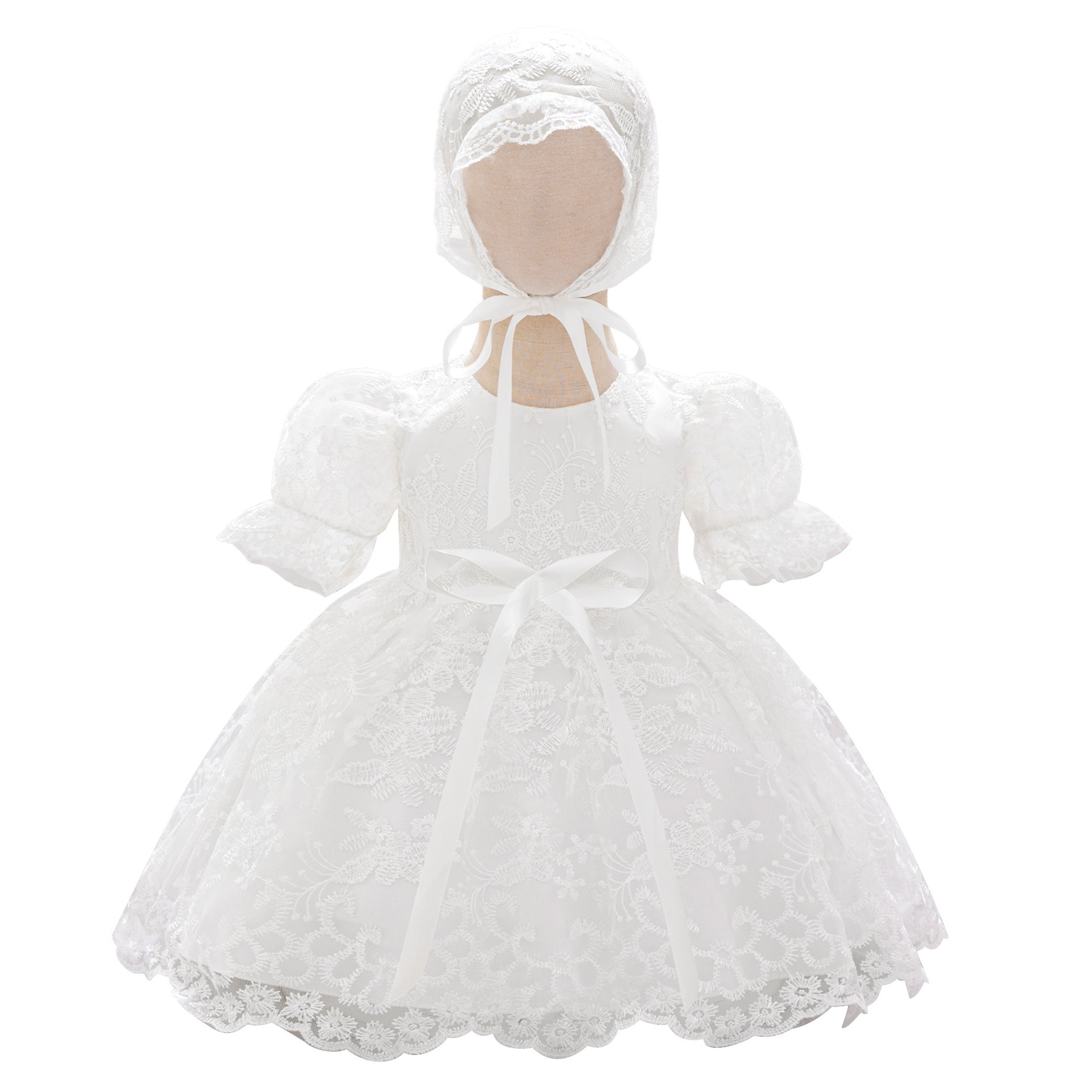 2024 New Girls' Wash Dress White Children's Dress Mesh Princess Dress Lace Embroidered Dress Yearly Dress