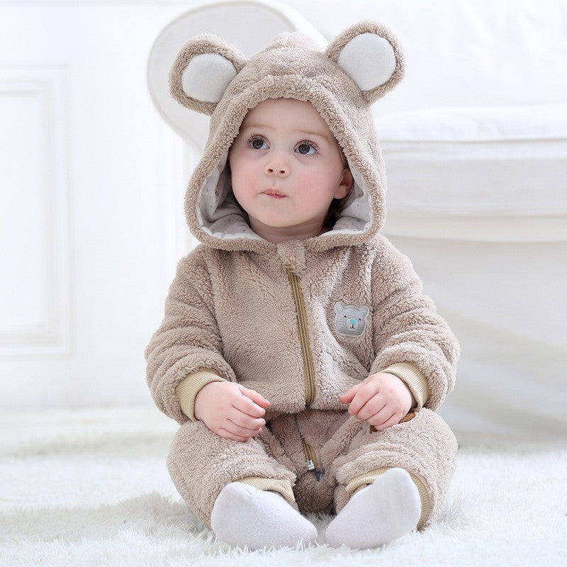 Qile Rabbit baby clothes spring and autumn new flannel chapter bear shape jumpsuit Romper women H2356
