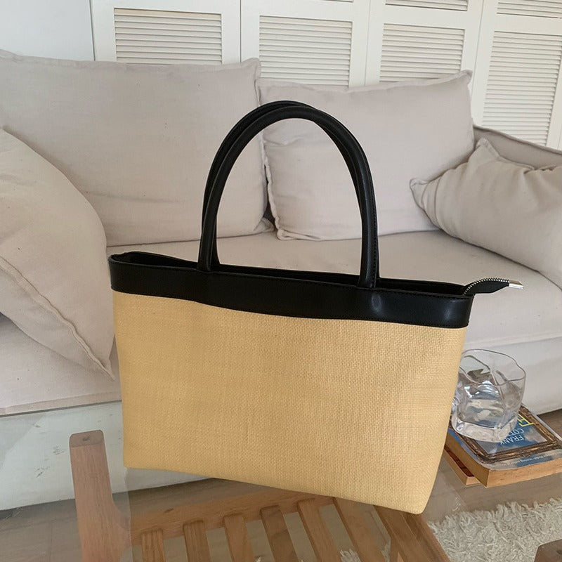 Straw Woven Large-Capacity Commuter & Beach Tote Bag