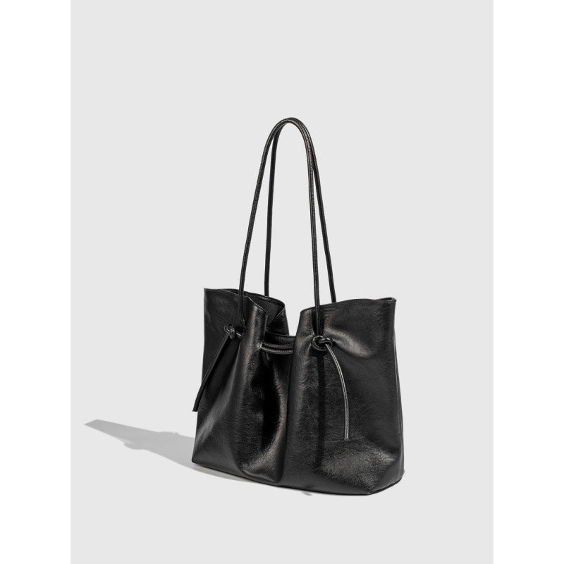 Bag women, fashion string strap design large capacity shoulder bag autumn and winter retro pu leather mother and child bag 2025