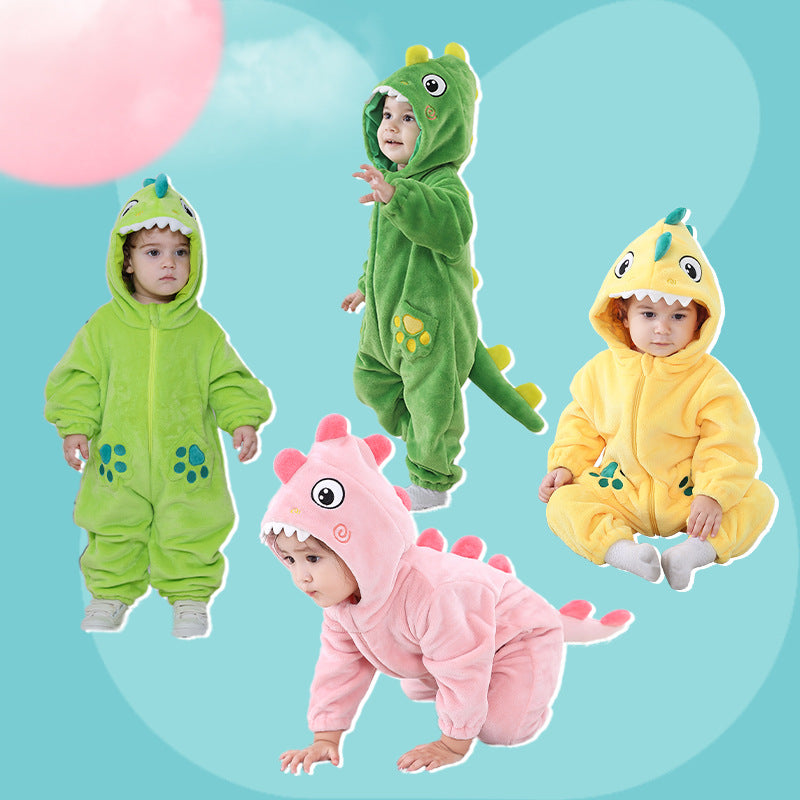 Qile Rabbit Spring and Autumn New Infant and Toddler Cute Styling Clothing 0-5 Year Old Baby Multi-colored Dinosaur Single Layer Romper