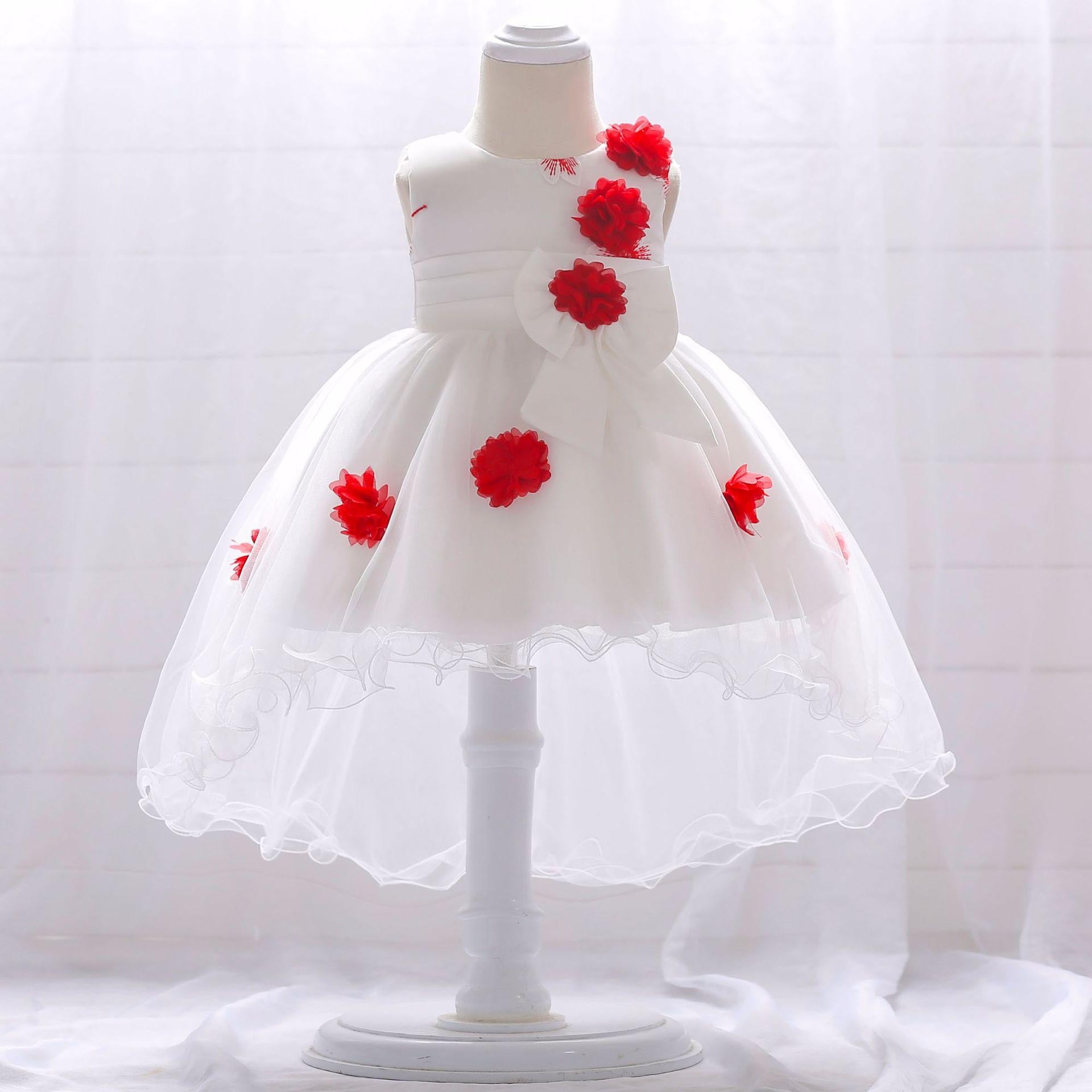 Foreign trade new baby first year wash dress baby full moon birthday gift trailing flower fluffy princess dress