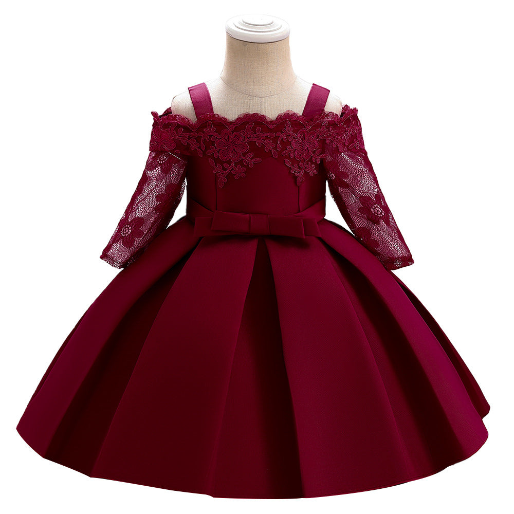 European and American foreign trade new baby dress princess lace bow baby dress one-year-old dress female treasure