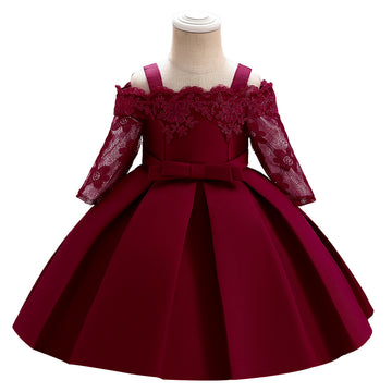 European and American foreign trade new baby dress princess lace bow baby dress one-year-old dress female treasure