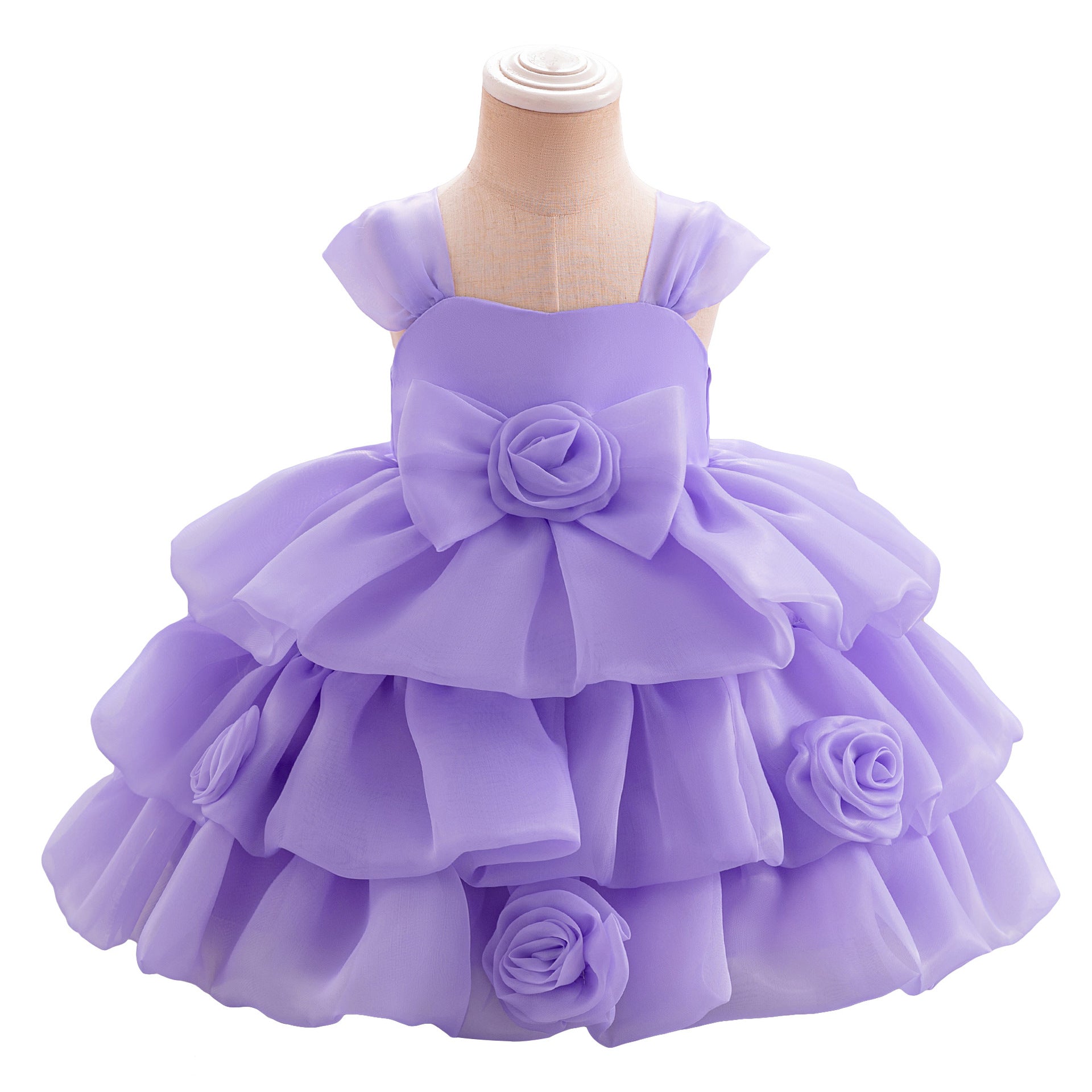Children's evening dress flower girl wedding little girl fluffy mesh skirt girls year old princess skirt host performance clothes