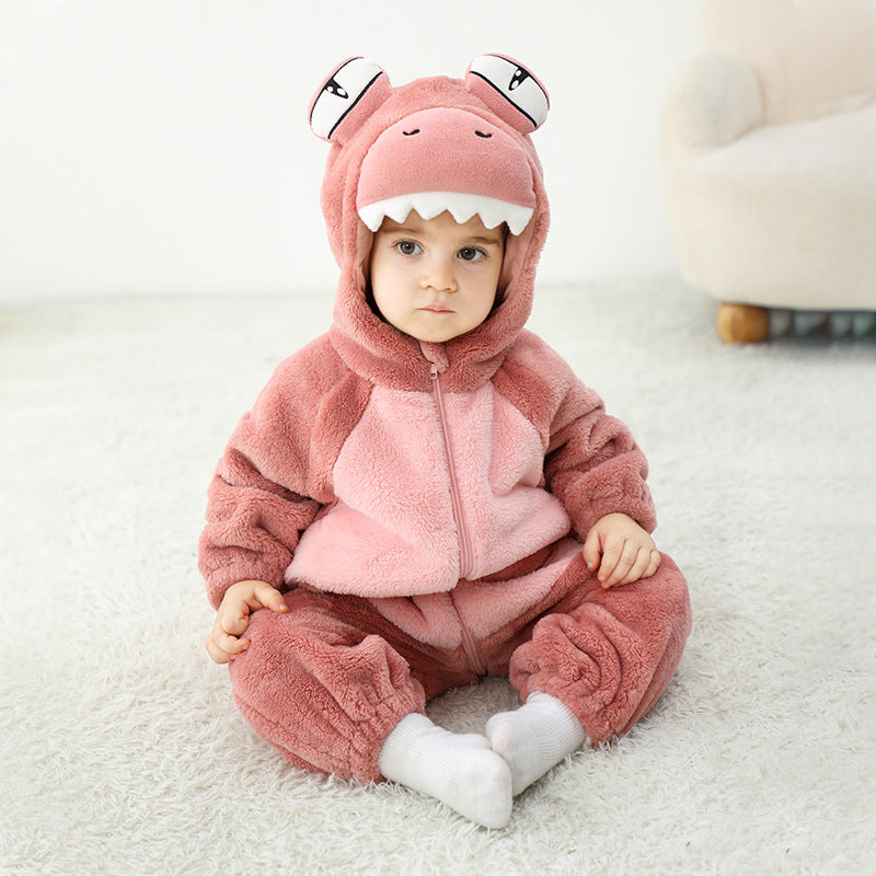 Autumn new 0-3 year old baby single-layer cartoon-shaped one-piece Romper, little monster-shaped one-piece Romper